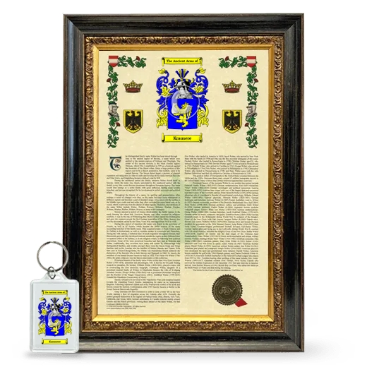 Krausere Framed Armorial History and Keychain - Heirloom