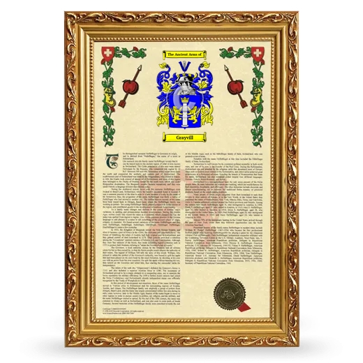 Grayvill Armorial History Framed - Gold