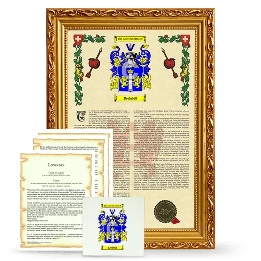 Krehbill Framed Armorial, Symbolism and Large Tile - Gold