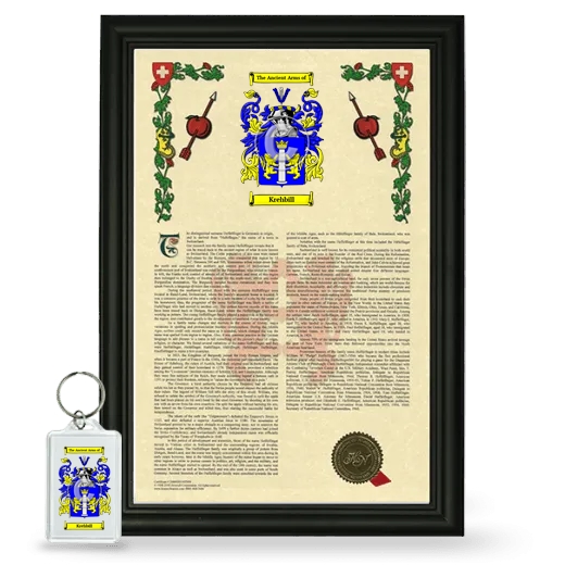 Krehbill Framed Armorial History and Keychain - Black