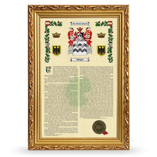 Kriegel Armorial History Framed - Gold