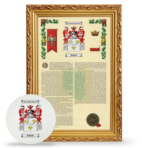 Kubach Framed Armorial History and Mouse Pad - Gold