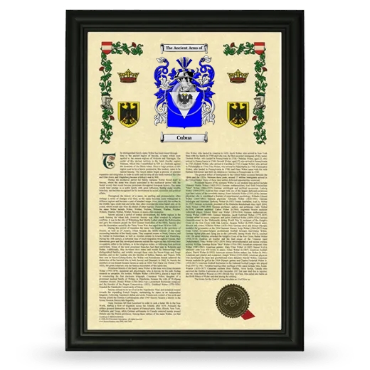 Cubua Armorial History Framed - Black