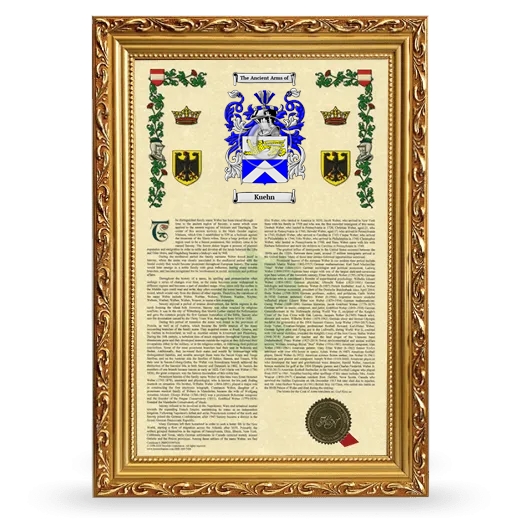 Kuehn Armorial History Framed - Gold