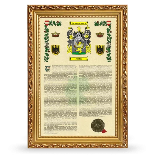 Kuehnl Armorial History Framed - Gold