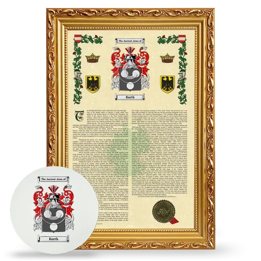 Kurth Framed Armorial History and Mouse Pad - Gold