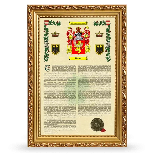 Kittner Armorial History Framed - Gold