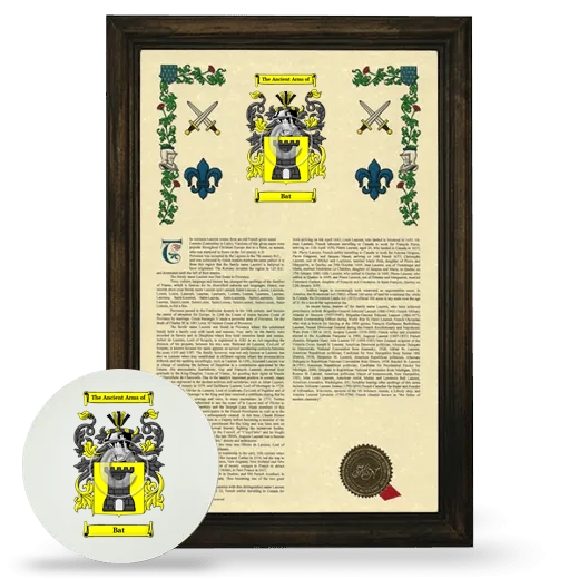 Bat Framed Armorial History and Mouse Pad - Brown