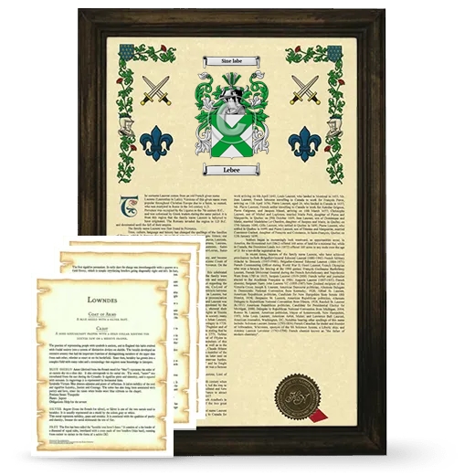 Lebee Framed Armorial History and Symbolism - Brown