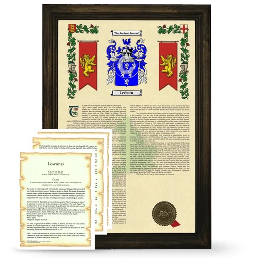 Leeburn Framed Armorial History and Symbolism - Brown