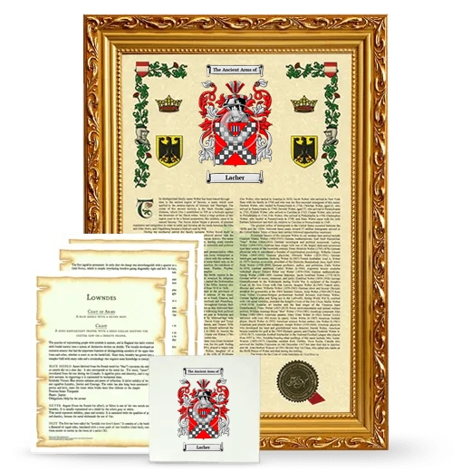 Lacher Framed Armorial, Symbolism and Large Tile - Gold