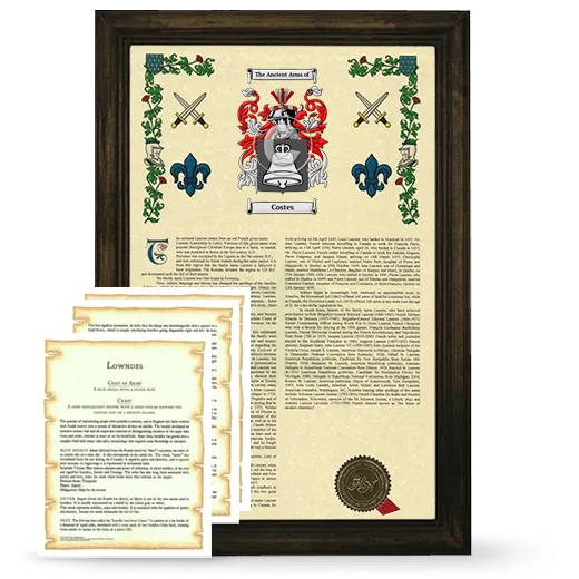 Costes Framed Armorial History and Symbolism - Brown