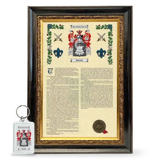 Decoste Framed Armorial History and Keychain - Heirloom