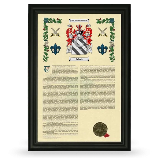 Lehais Armorial History Framed - Black