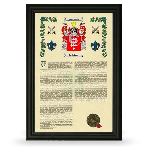 Lallainge Armorial History Framed - Black