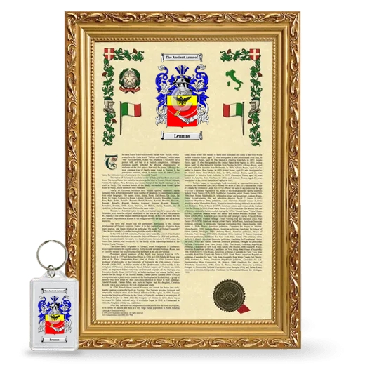 Lemma Framed Armorial History and Keychain - Gold