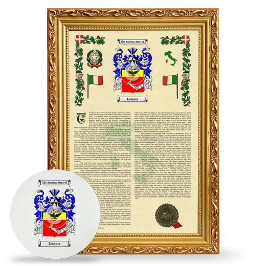 Lemma Framed Armorial History and Mouse Pad - Gold