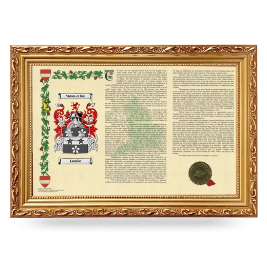 Lambe Armorial Landscape Framed - Gold