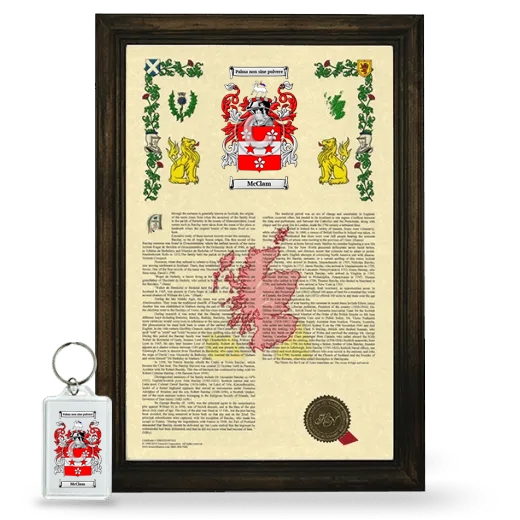 McClam Framed Armorial History and Keychain - Brown