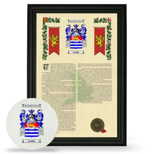 Lamkin Framed Armorial History and Mouse Pad - Black