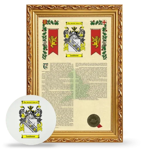 Lamborne Framed Armorial History and Mouse Pad - Gold