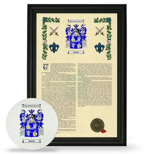 Lemon Framed Armorial History and Mouse Pad - Black