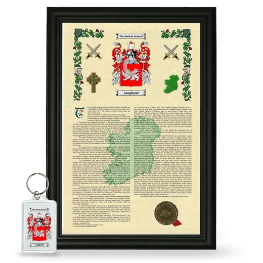 Langhynd Framed Armorial History and Keychain - Black