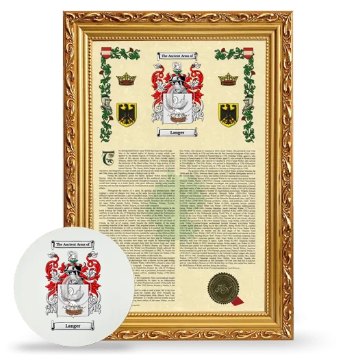 Langer Framed Armorial History and Mouse Pad - Gold