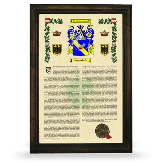 Langendorfer Armorial History Framed - Brown