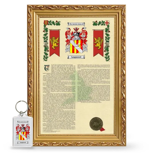 Langmeard Framed Armorial History and Keychain - Gold