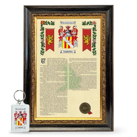 Longlorthey Framed Armorial History and Keychain - Heirloom