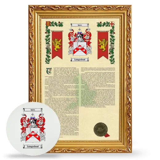 Laingerlend Framed Armorial History and Mouse Pad - Gold