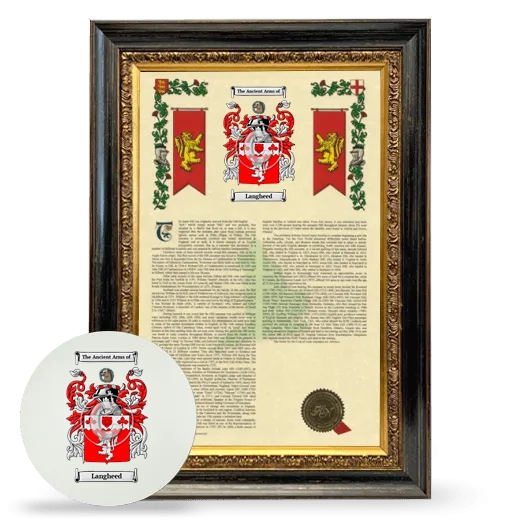 Langheed Framed Armorial History and Mouse Pad - Heirloom