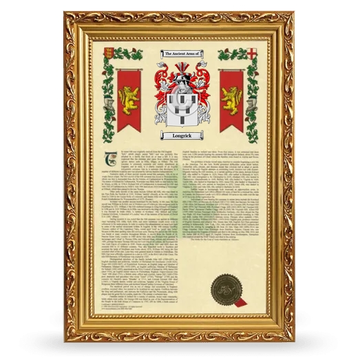 Longrick Armorial History Framed - Gold