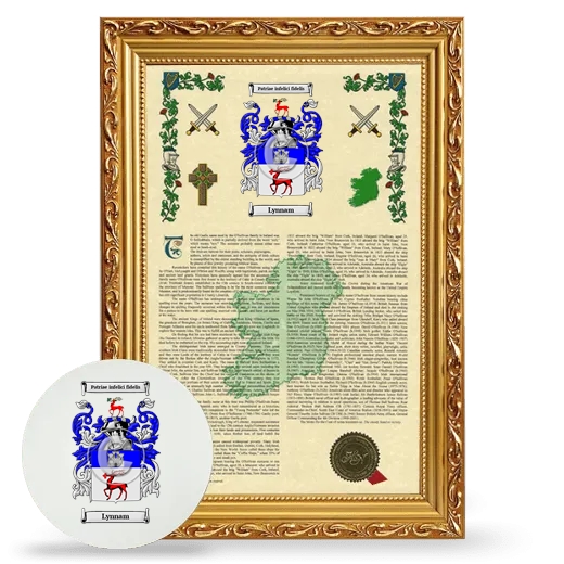 Lynnam Framed Armorial History and Mouse Pad - Gold