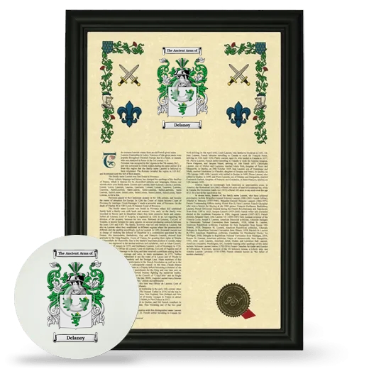 Delanoy Framed Armorial History and Mouse Pad - Black