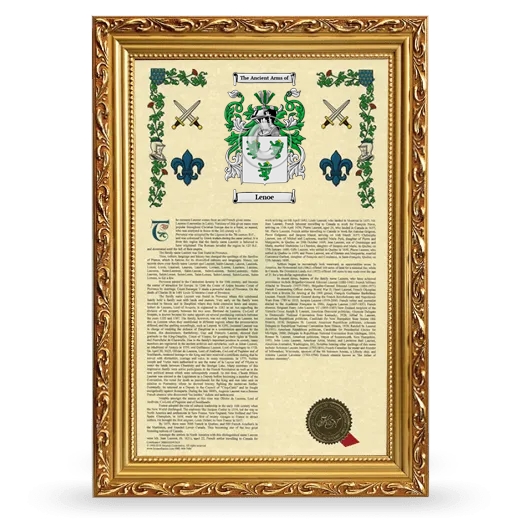 Lenoe Armorial History Framed - Gold