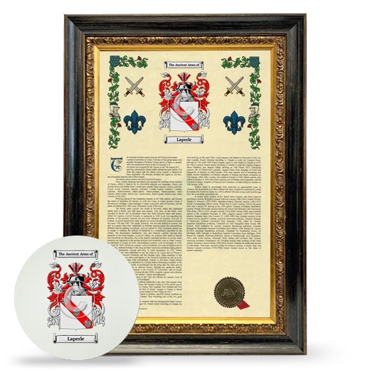 Laperle Framed Armorial History and Mouse Pad - Heirloom