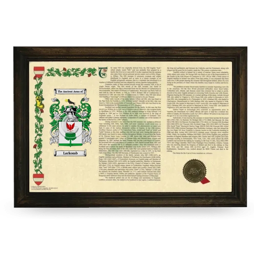 Larkomb Armorial Landscape Framed - Brown