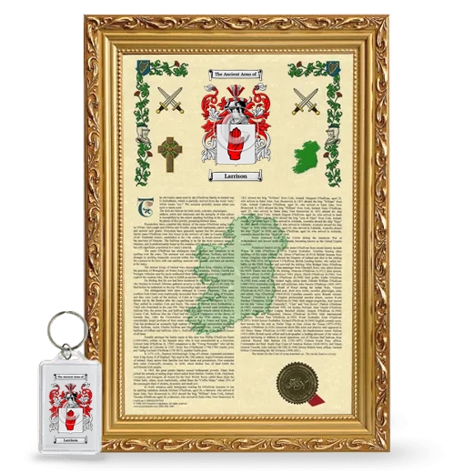 Larrison Framed Armorial History and Keychain - Gold