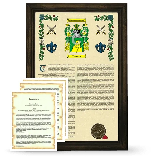 Touretes Framed Armorial History and Symbolism - Brown