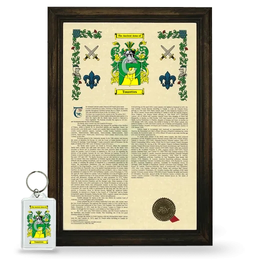 Tourettes Framed Armorial History and Keychain - Brown
