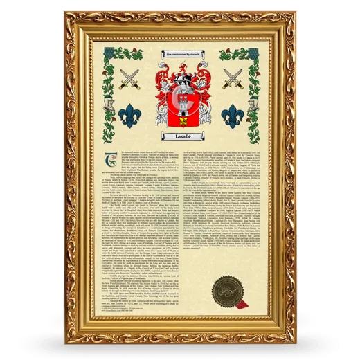 Lasallé Armorial History Framed - Gold