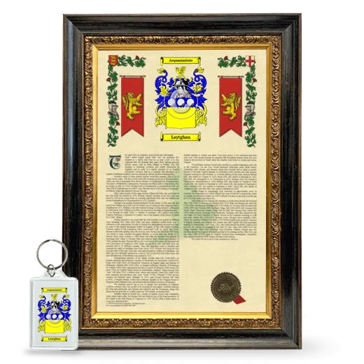 Laytghan Framed Armorial History and Keychain - Heirloom