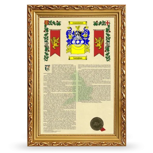 Laytghan Armorial History Framed - Gold