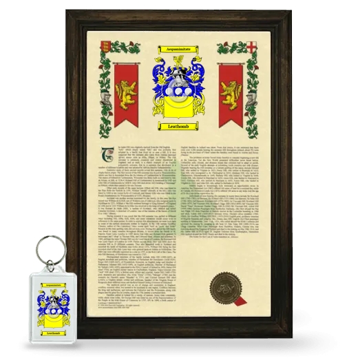 Leathomb Framed Armorial History and Keychain - Brown