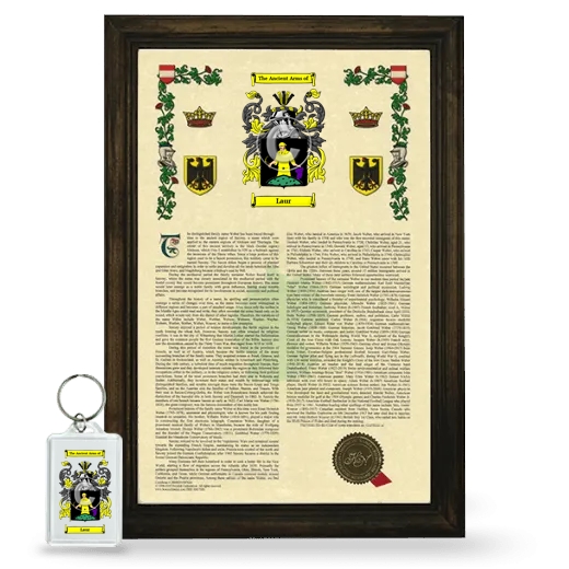 Laur Framed Armorial History and Keychain - Brown