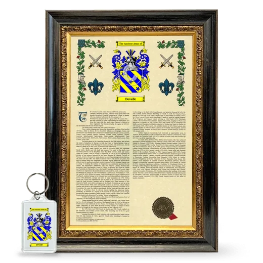 Devalle Framed Armorial History and Keychain - Heirloom