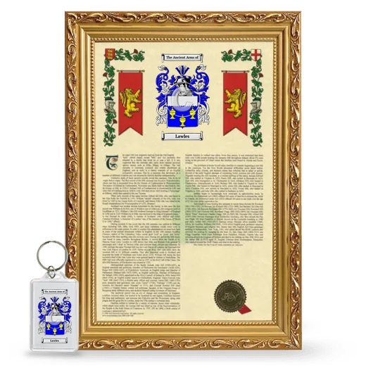 Lawles Framed Armorial History and Keychain - Gold