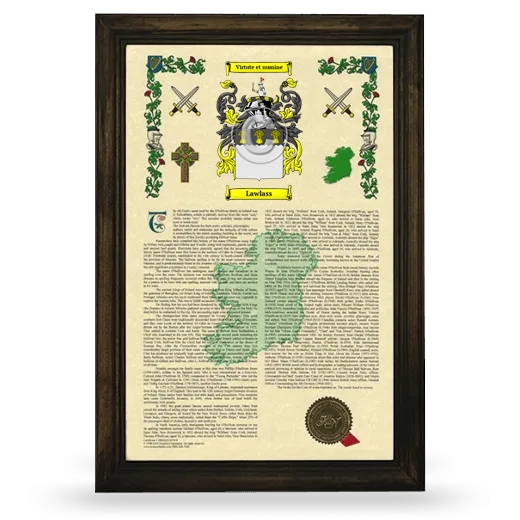 Lawlass Armorial History Framed - Brown